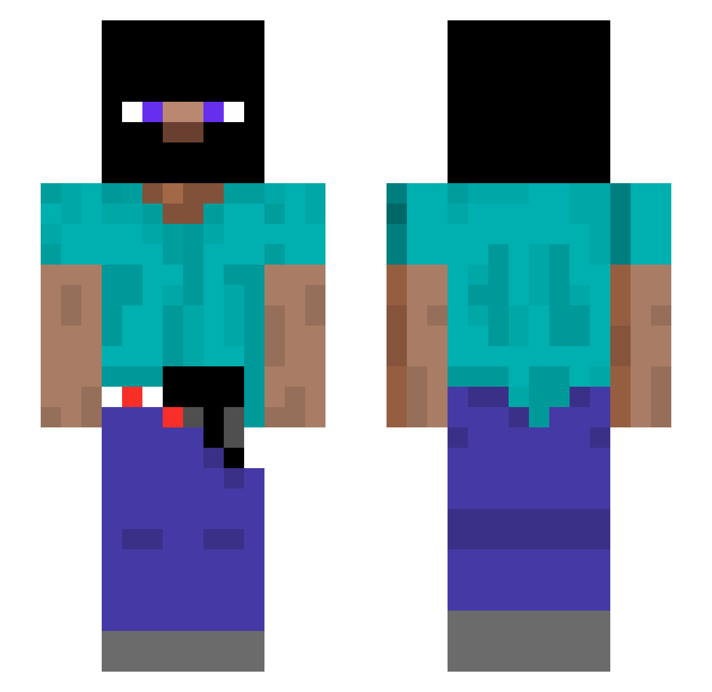 Kirobv Minecraft skin, front and back view