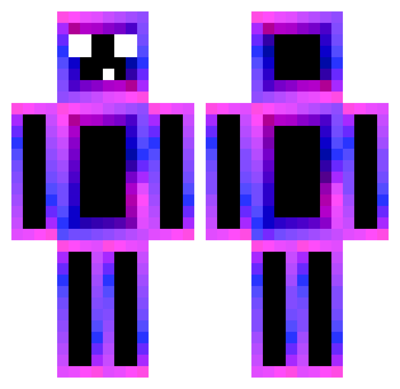 ThankedMuffin9 Minecraft skin, front and back view
