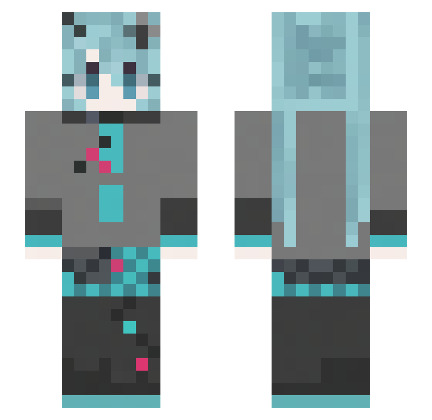 teeamor Minecraft skin, front and back view