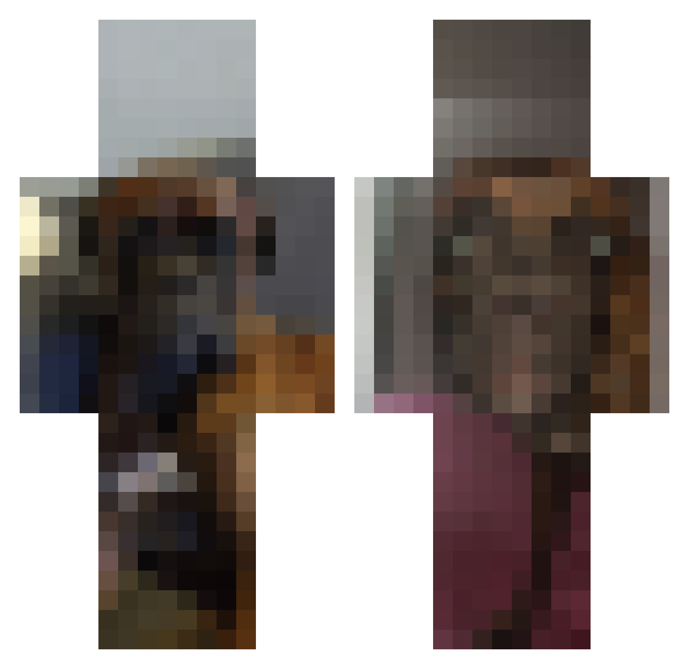 R0MUU Minecraft skin, front and back view