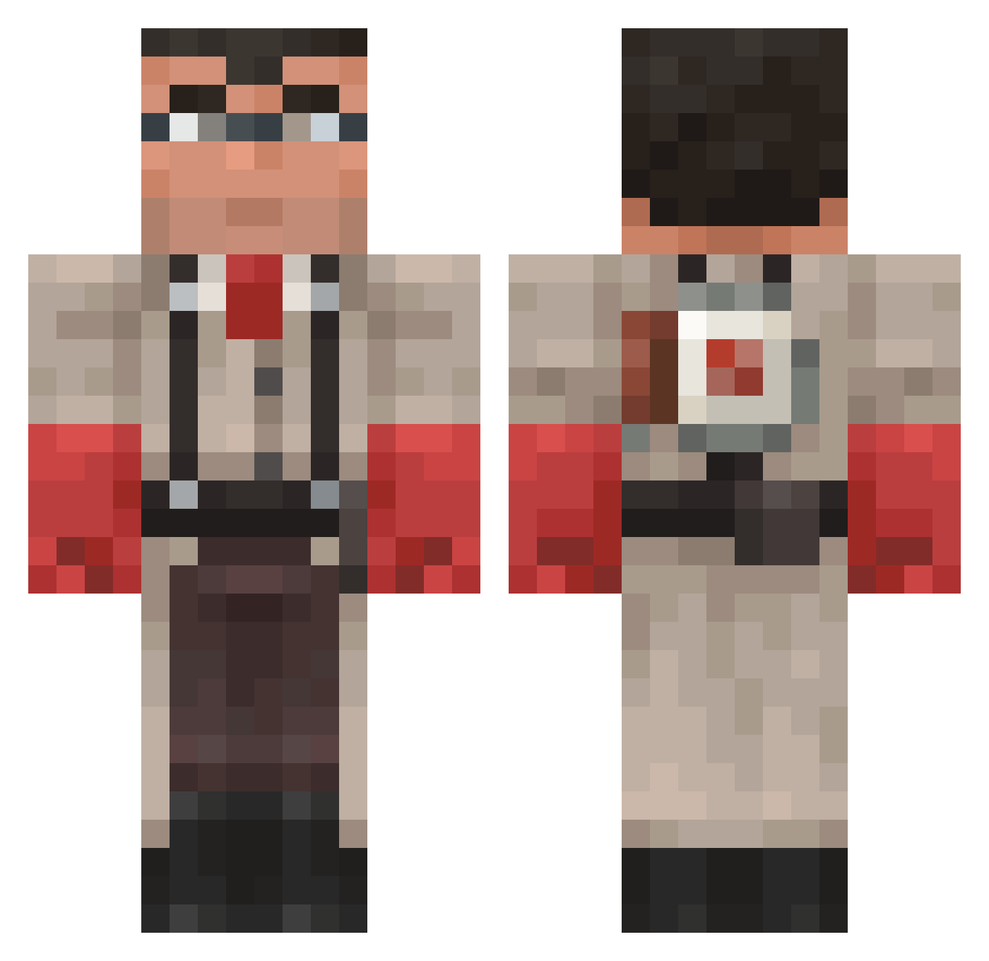 rave4nLznb9X Minecraft skin, front and back view