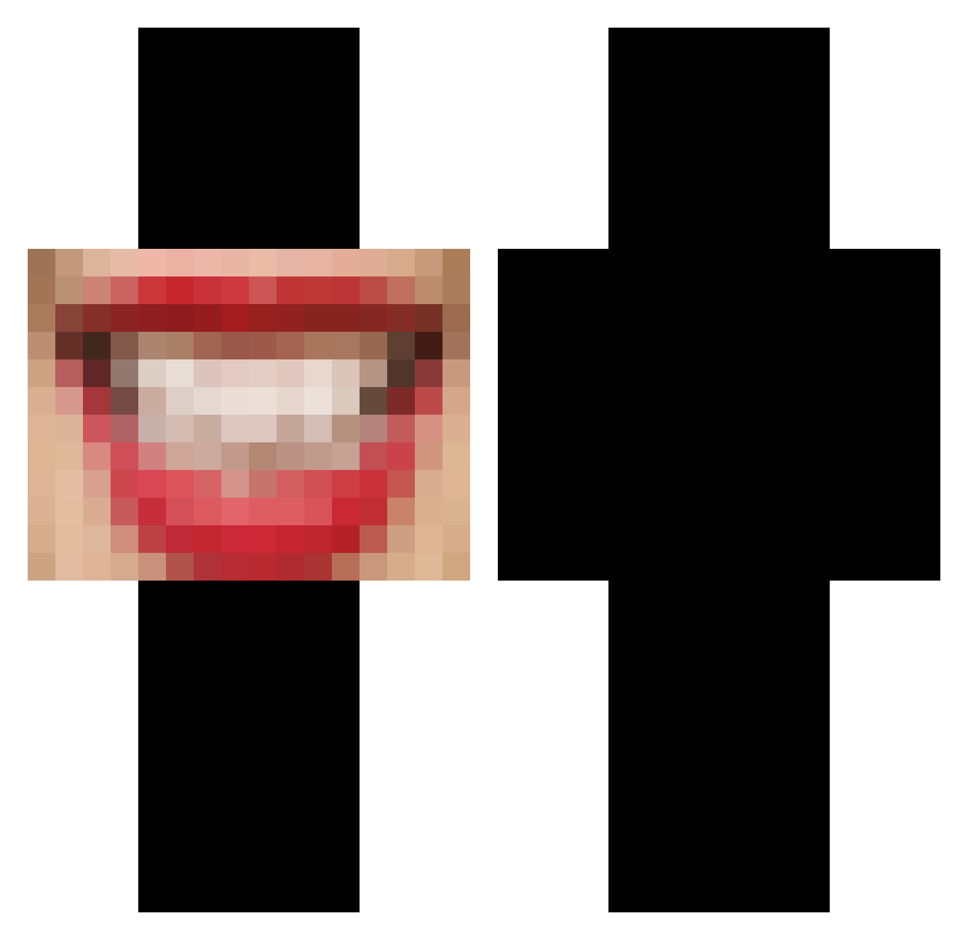 Teethed Minecraft skin, front and back view