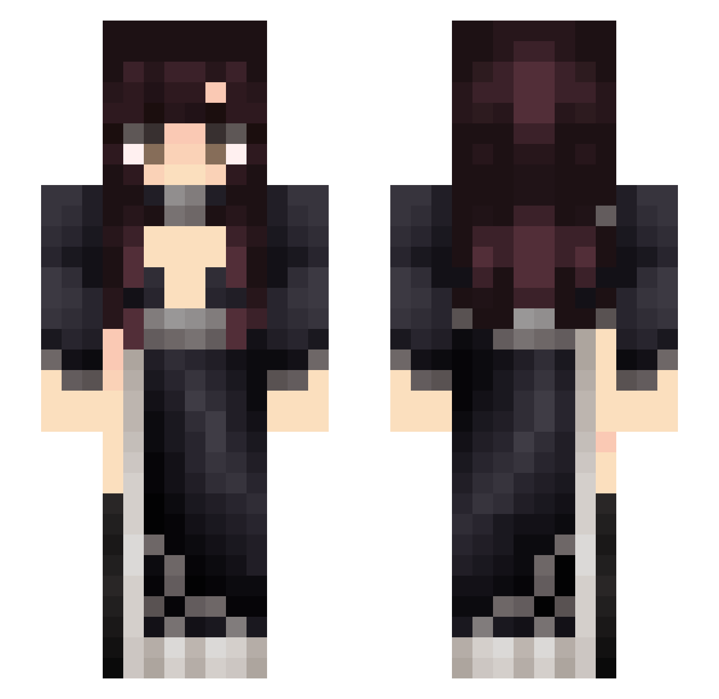 Lady_Luciel Minecraft skin, front and back view