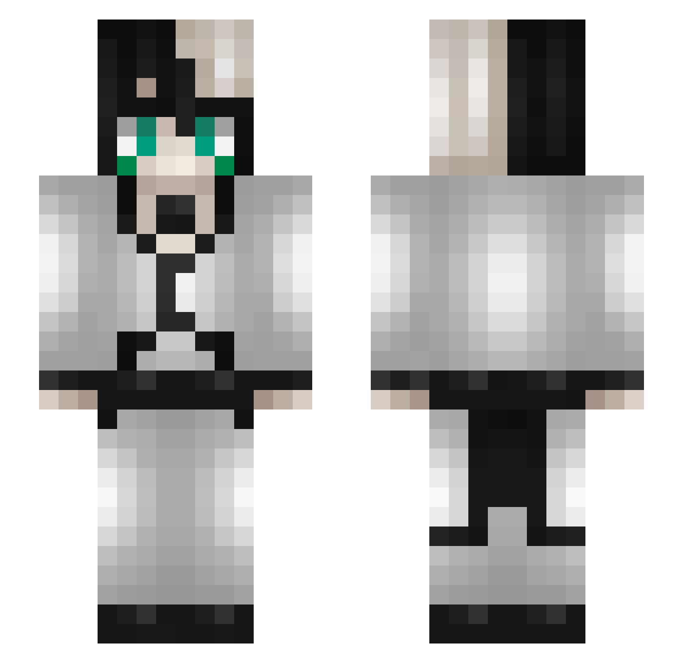 Whiteee Minecraft skin, front and back view