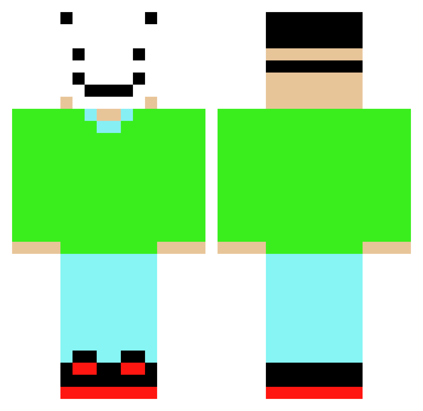 Tilck Minecraft skin, front and back view