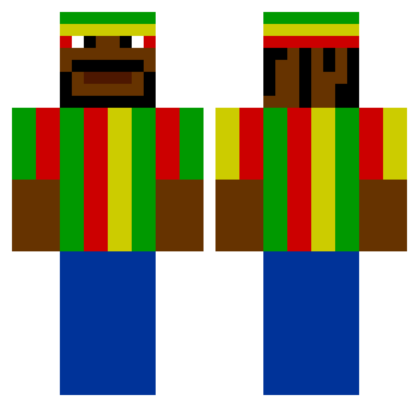 puttock Minecraft skin, front and back view