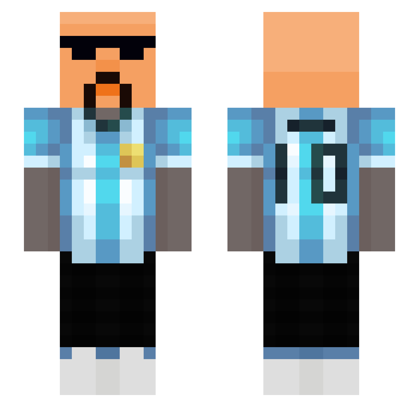 Broxter1 Minecraft skin, front and back view