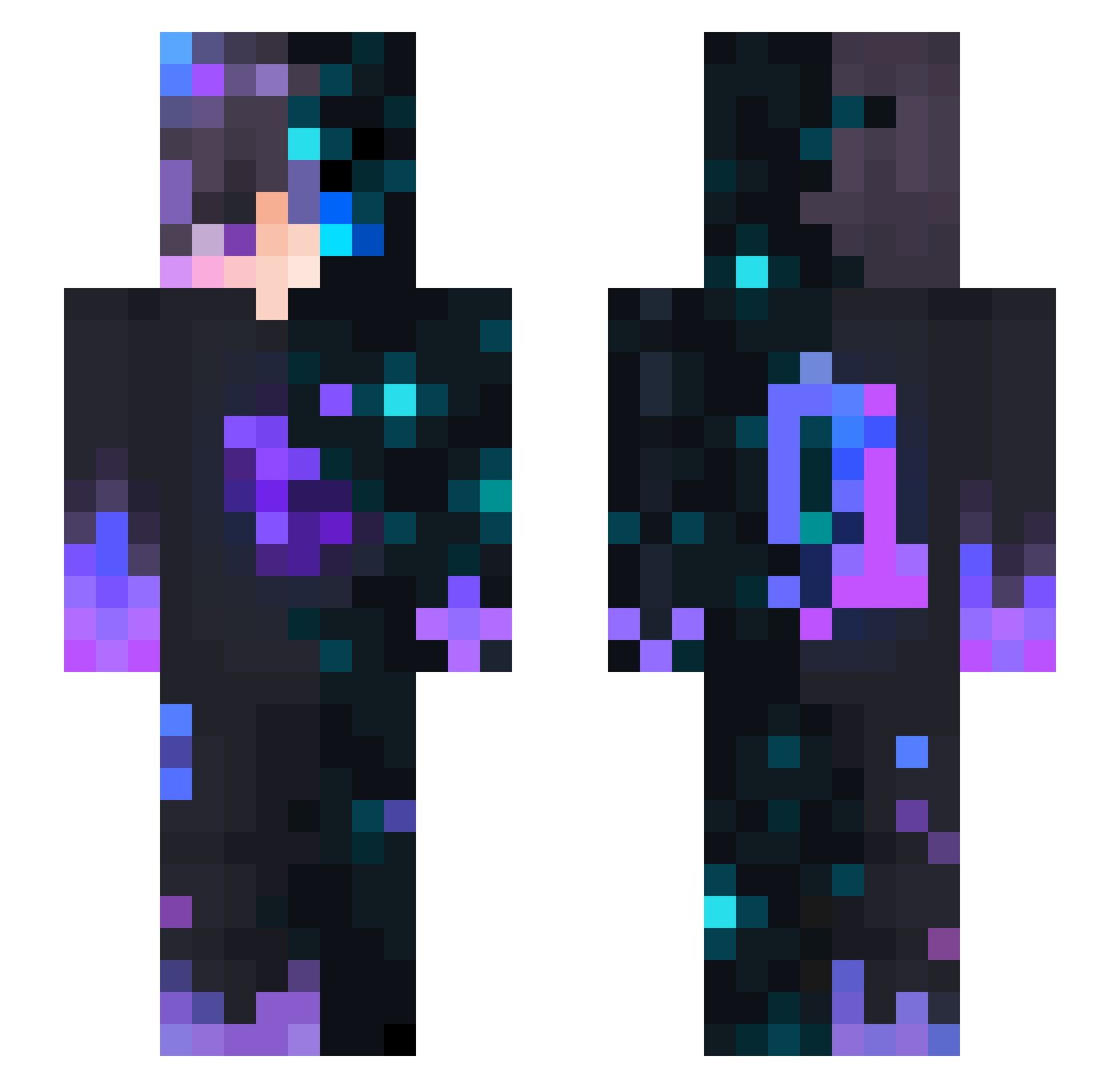 pickleOdyssey Minecraft skin, front and back view
