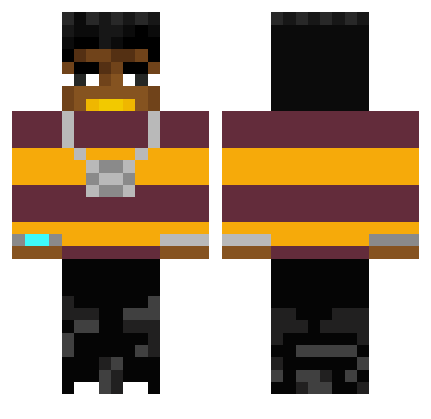 WillyGBossMode Minecraft skin, front and back view