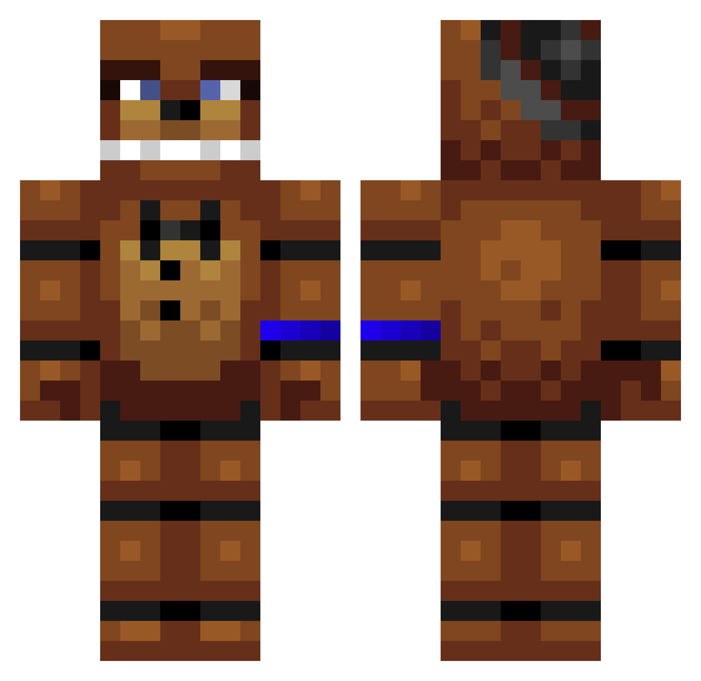 Fredzix Minecraft skin, front and back view