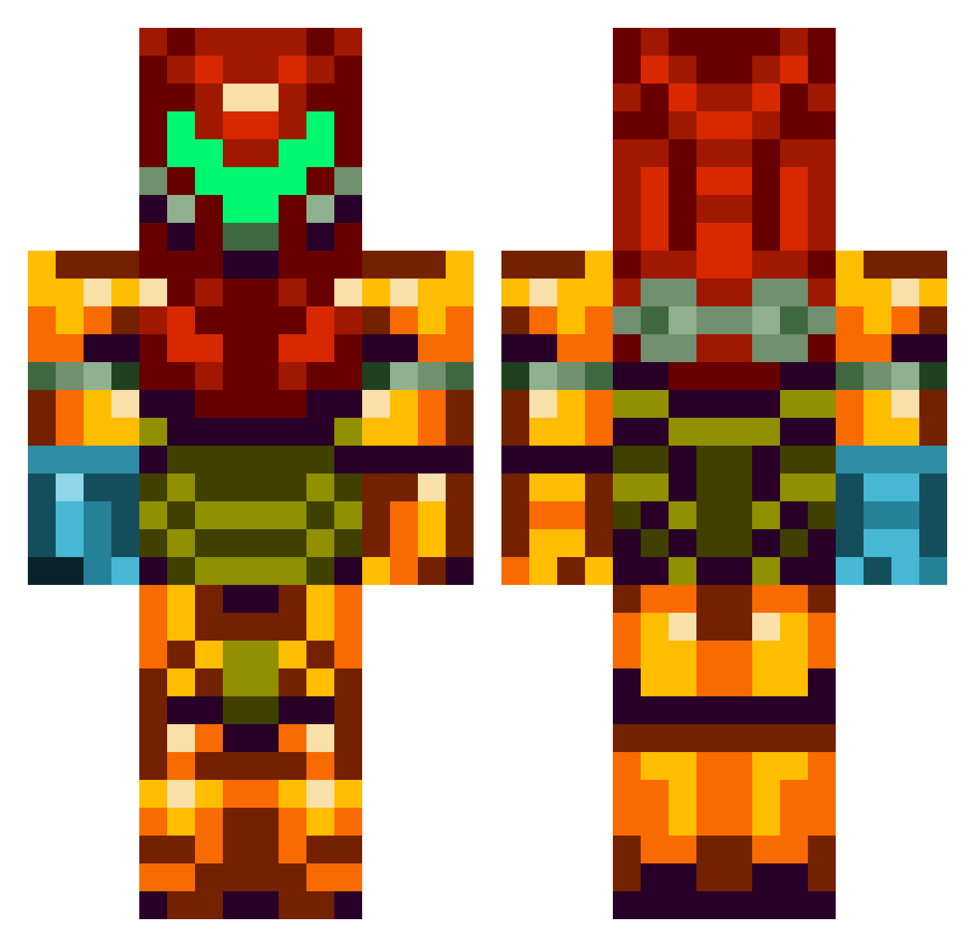 Varia_suit Minecraft skin, front and back view