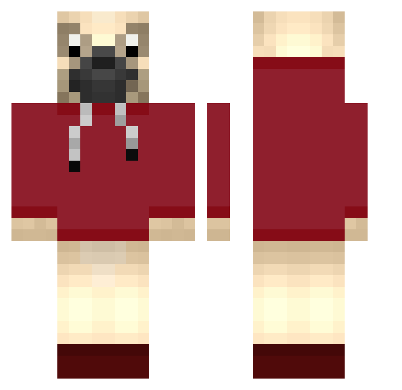 WhuzGucci Minecraft skin, front and back view