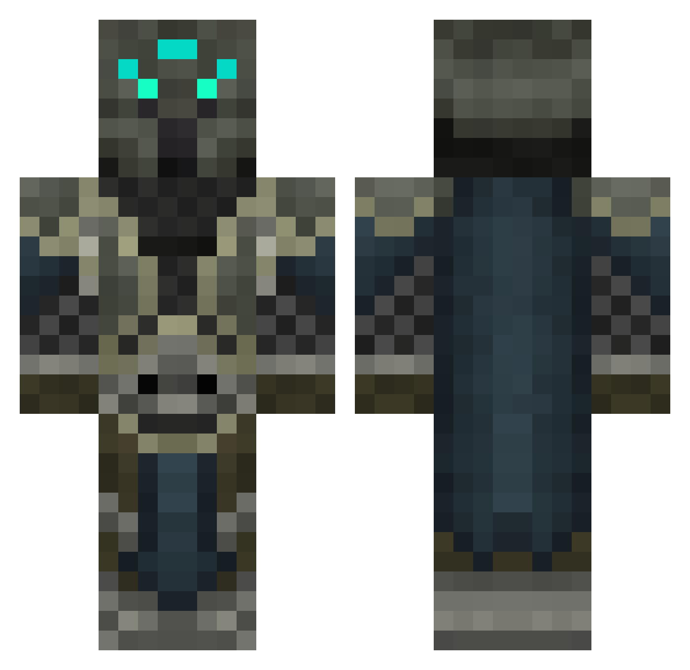 Exp3l3r Minecraft skin, front and back view