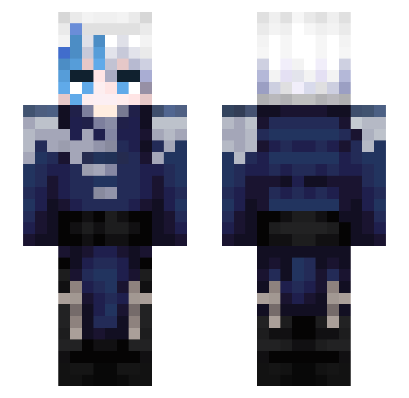 JustAzura Minecraft skin, front and back view