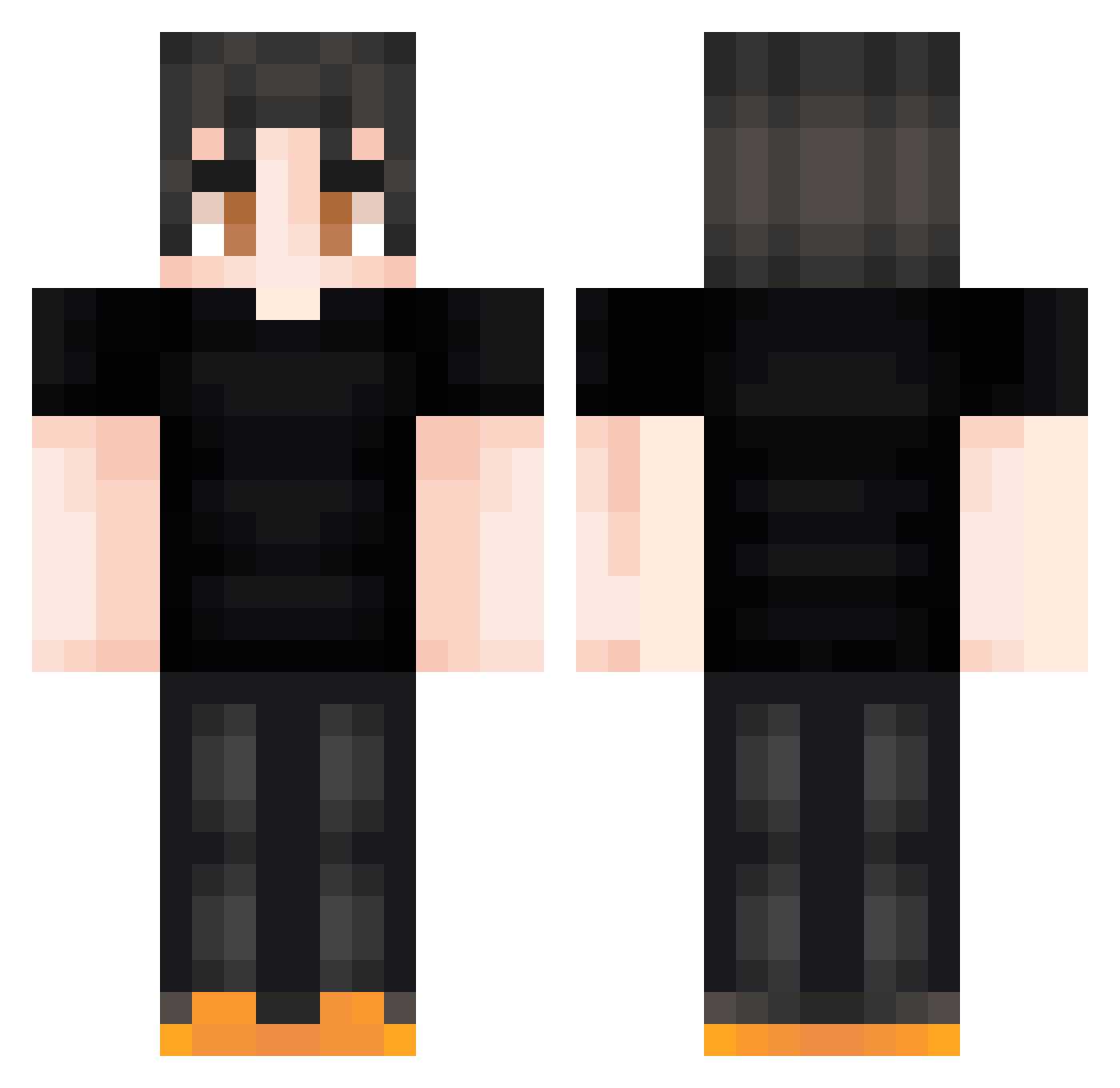 sanskidz Minecraft skin, front and back view