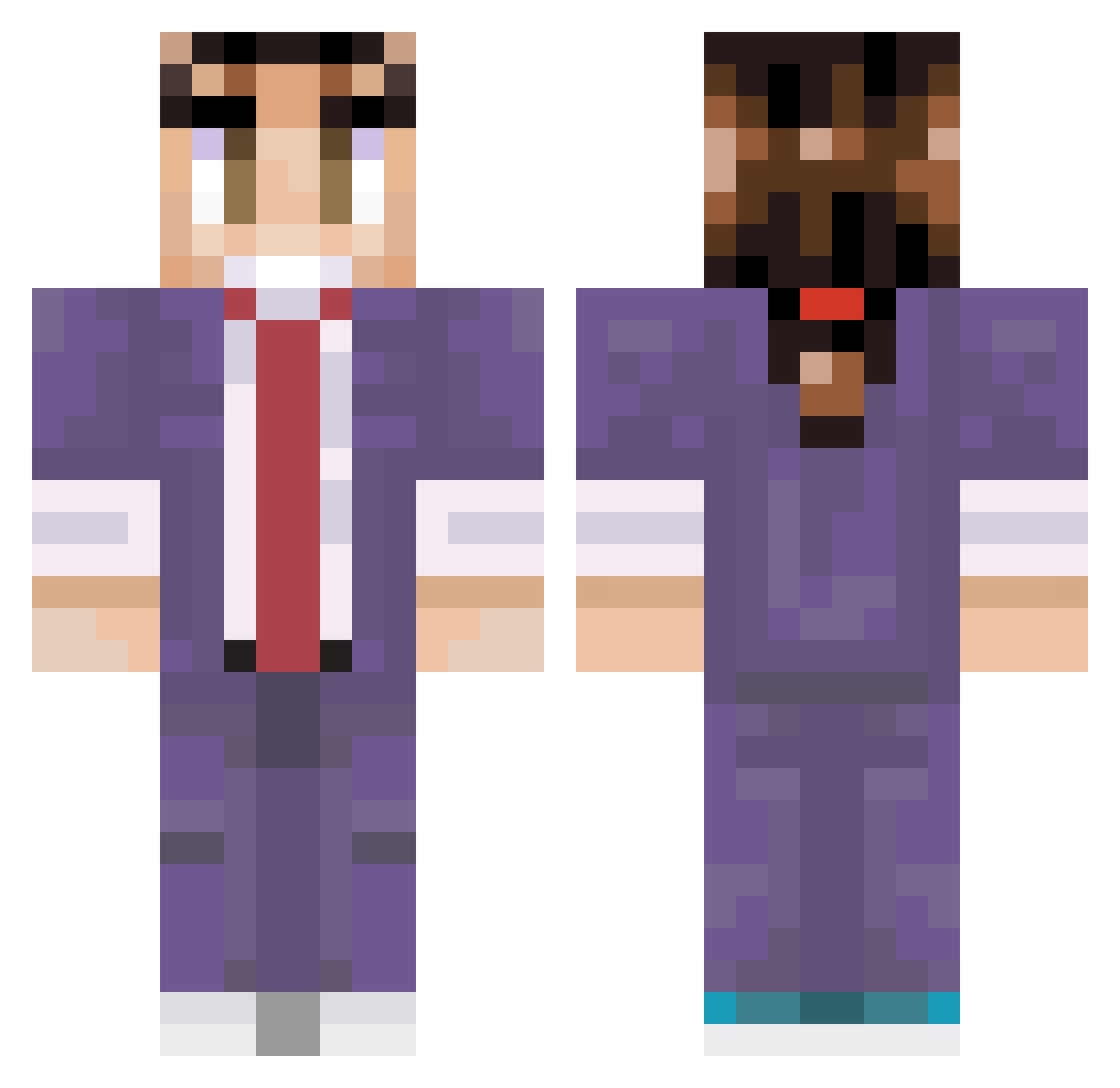 DooMWh1te Minecraft skin, front and back view