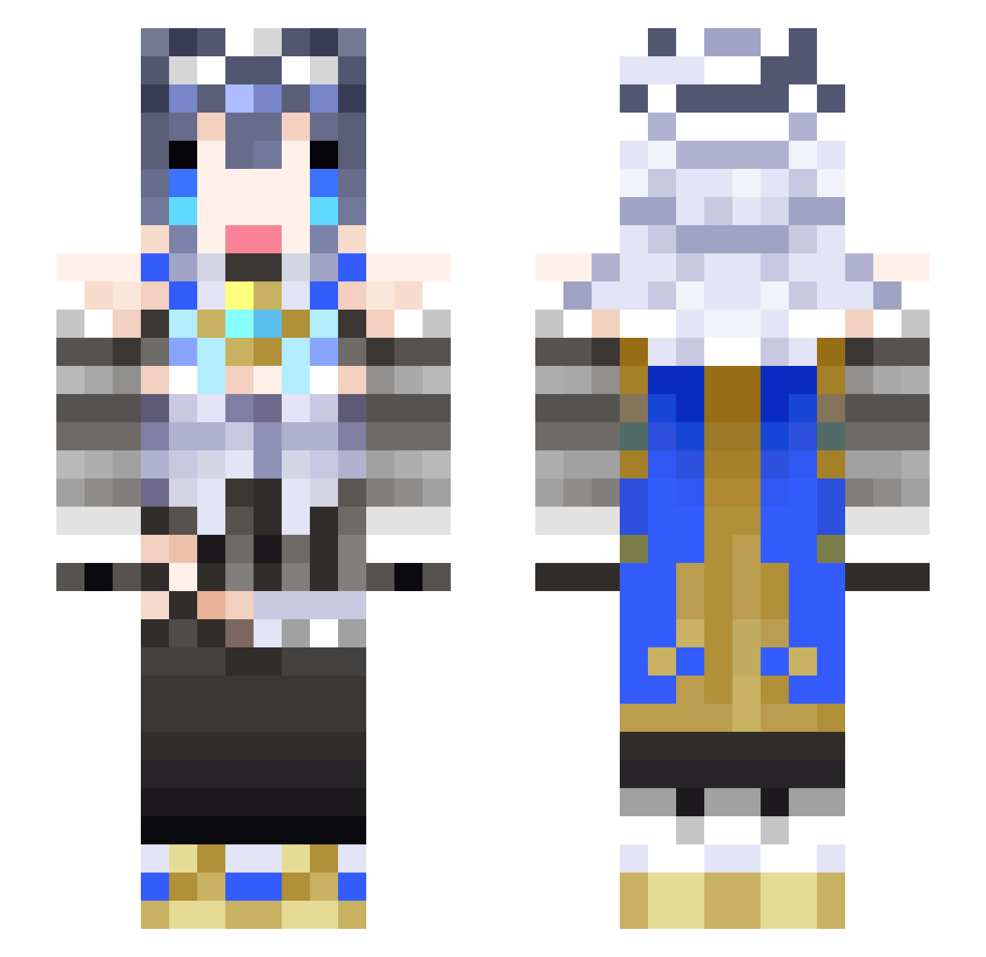 Habilitate Minecraft skin, front and back view