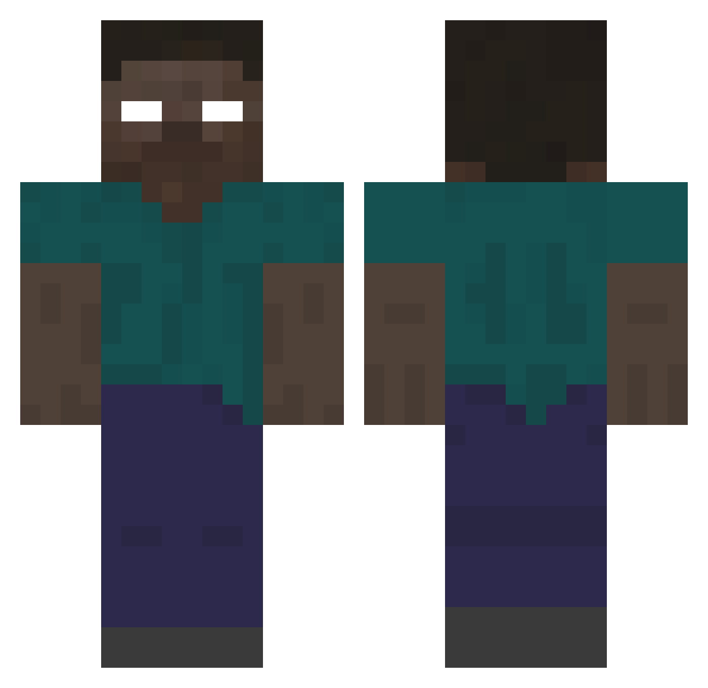 Russianman90 Minecraft skin, front and back view