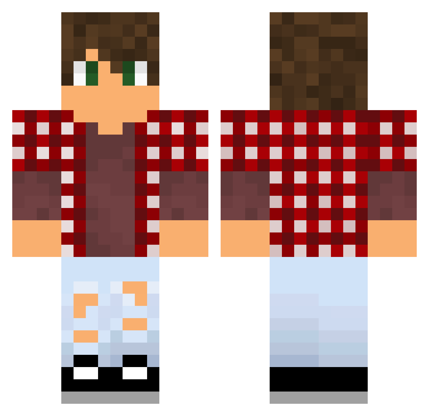 Sebsty Minecraft skin, front and back view