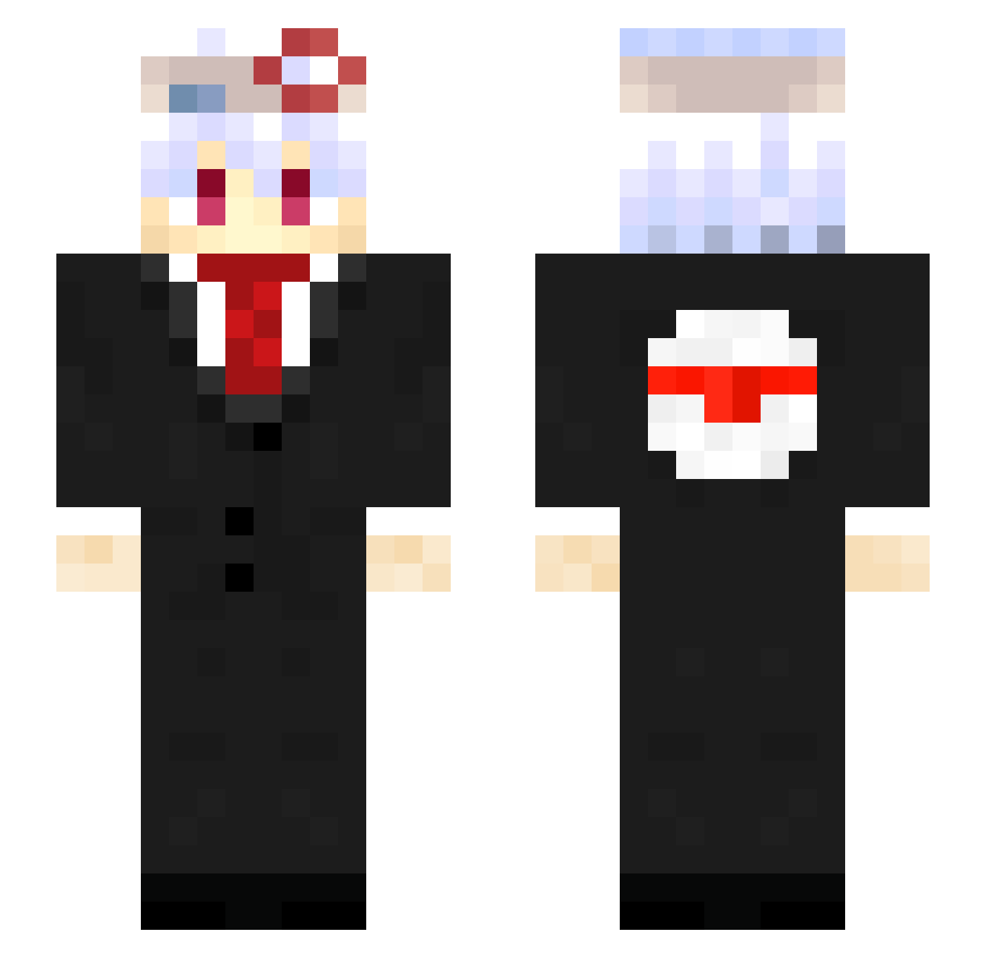 gothified Minecraft skin, front and back view