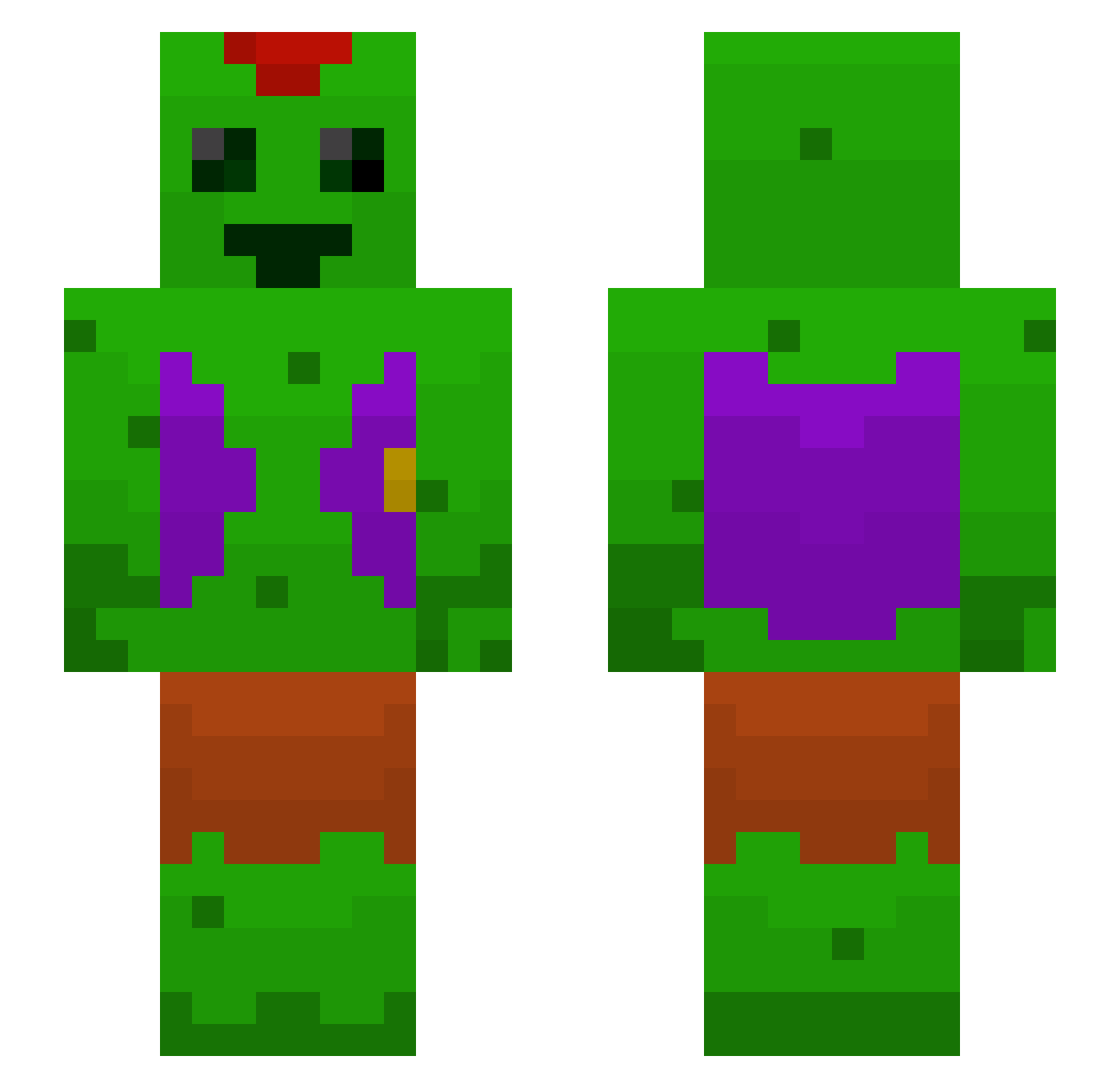 sadtebe Minecraft skin, front and back view