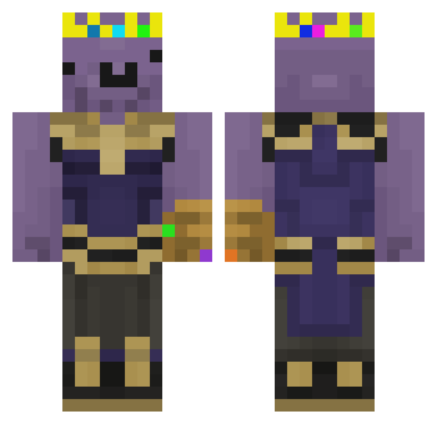 Wagnerite Minecraft skin, front and back view