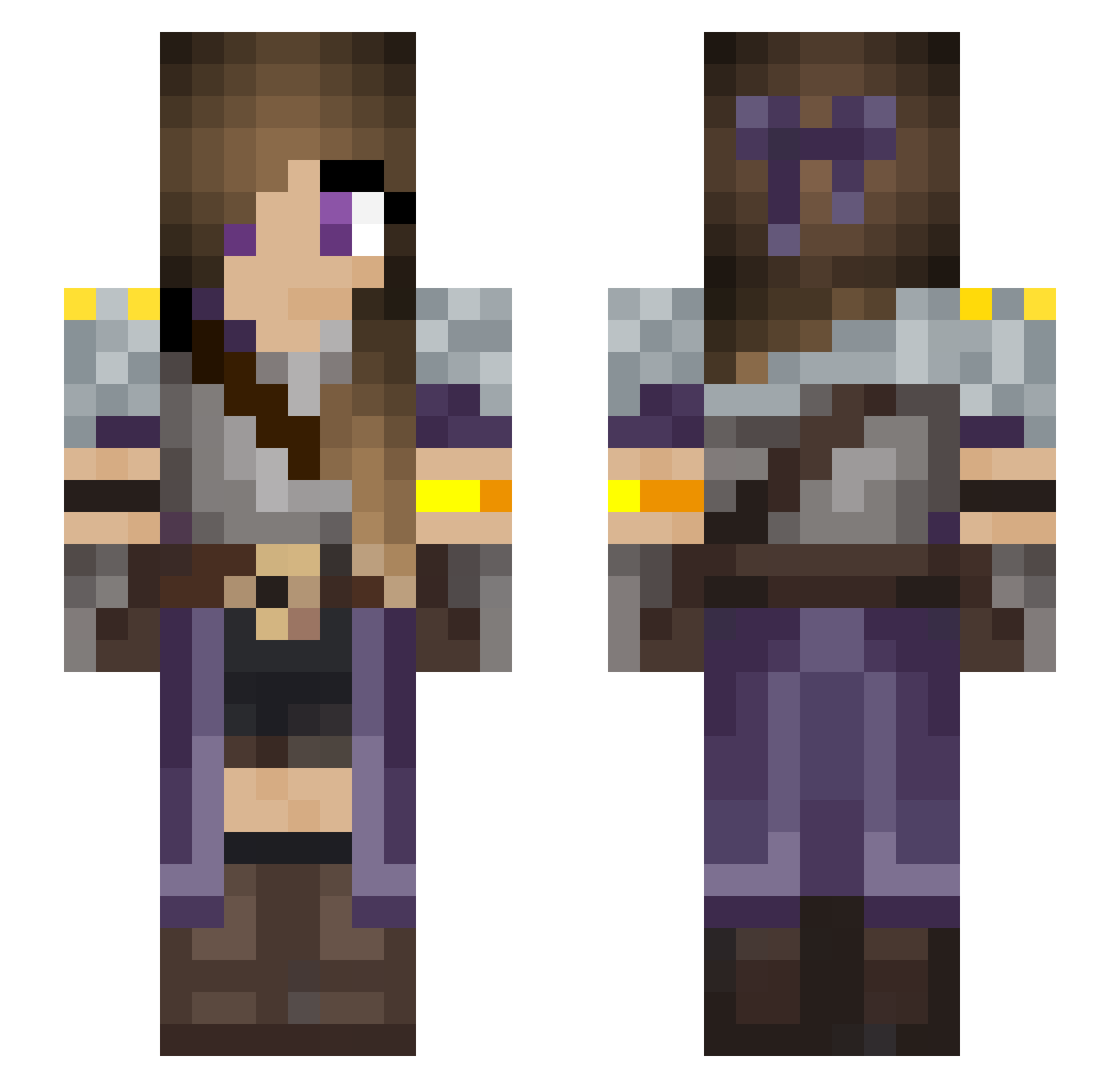 Spyyre Minecraft skin, front and back view