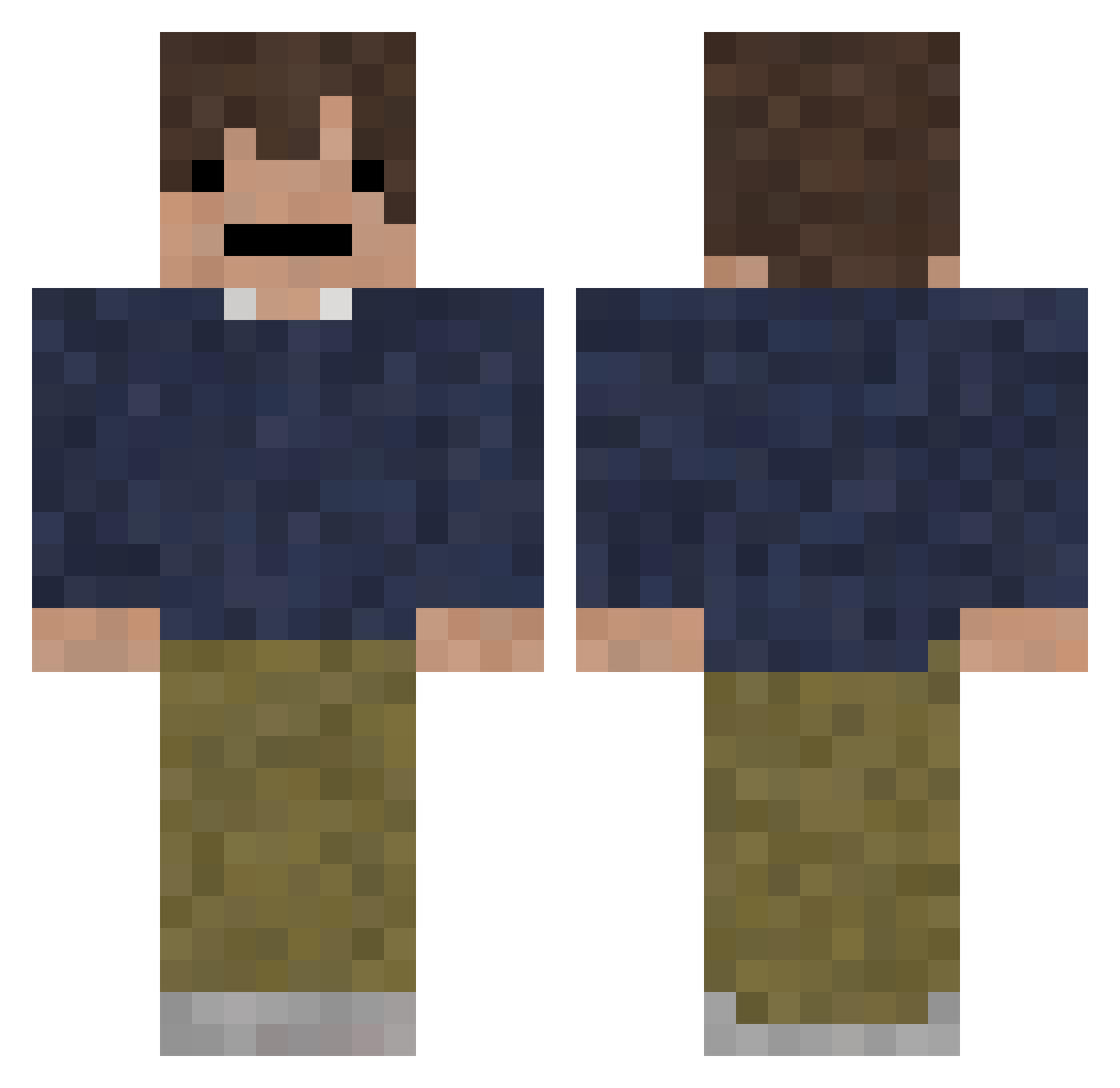 Fujitubo Minecraft skin, front and back view