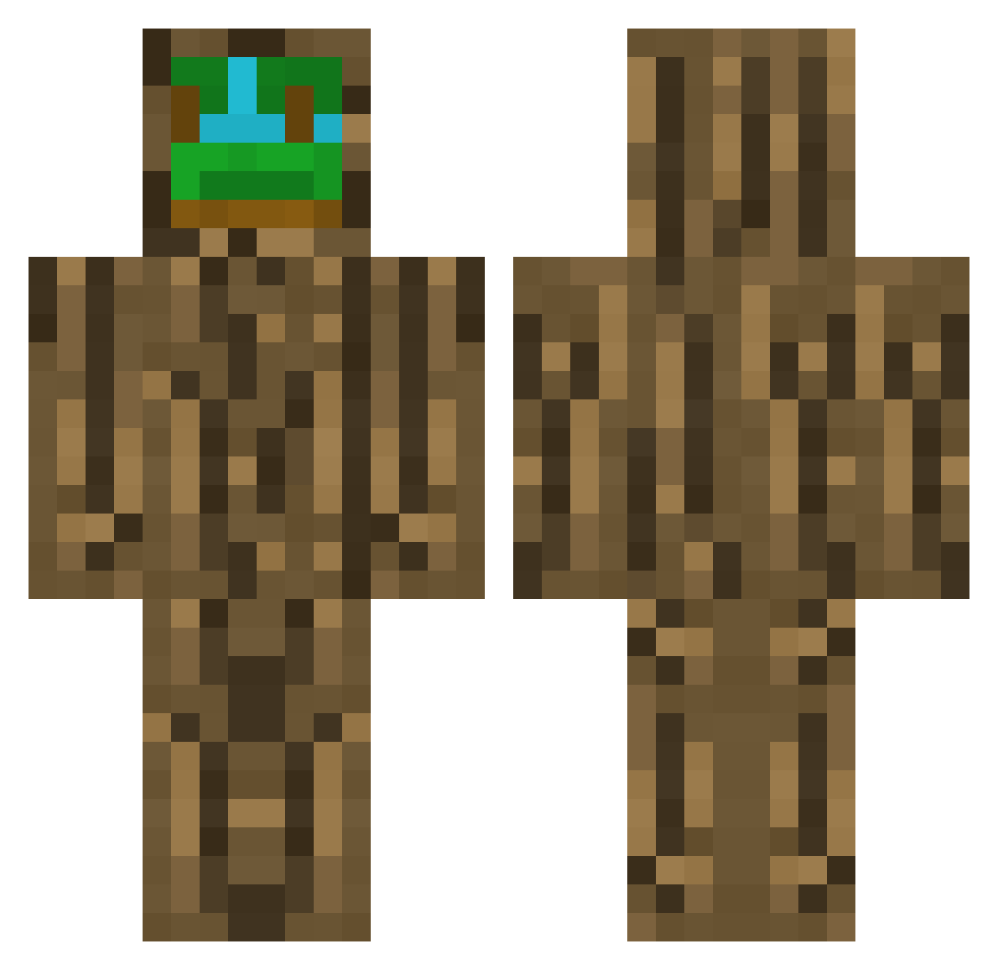 Paysage Minecraft skin, front and back view