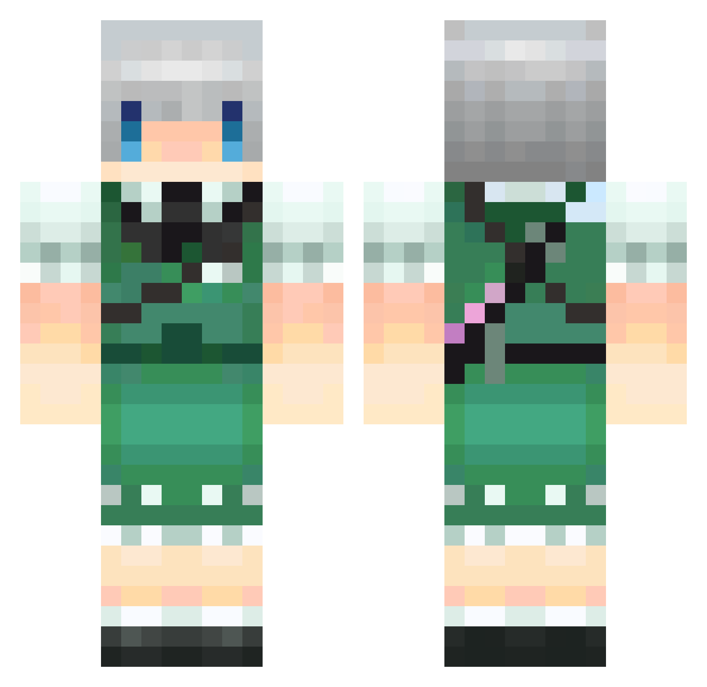Nokichan Minecraft skin, front and back view