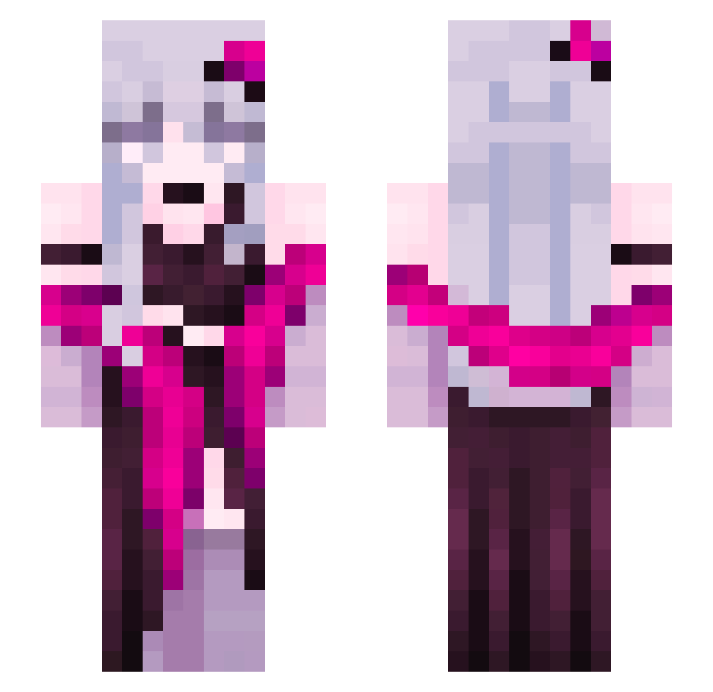 DxvinR Minecraft skin, front and back view