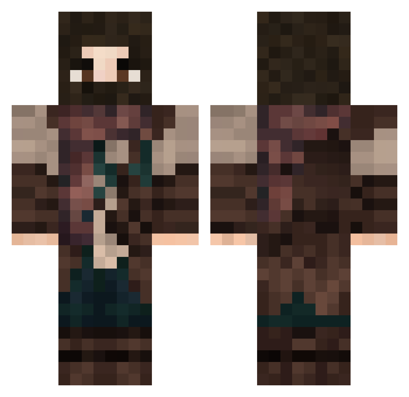 GlAMP0 Minecraft skin, front and back view