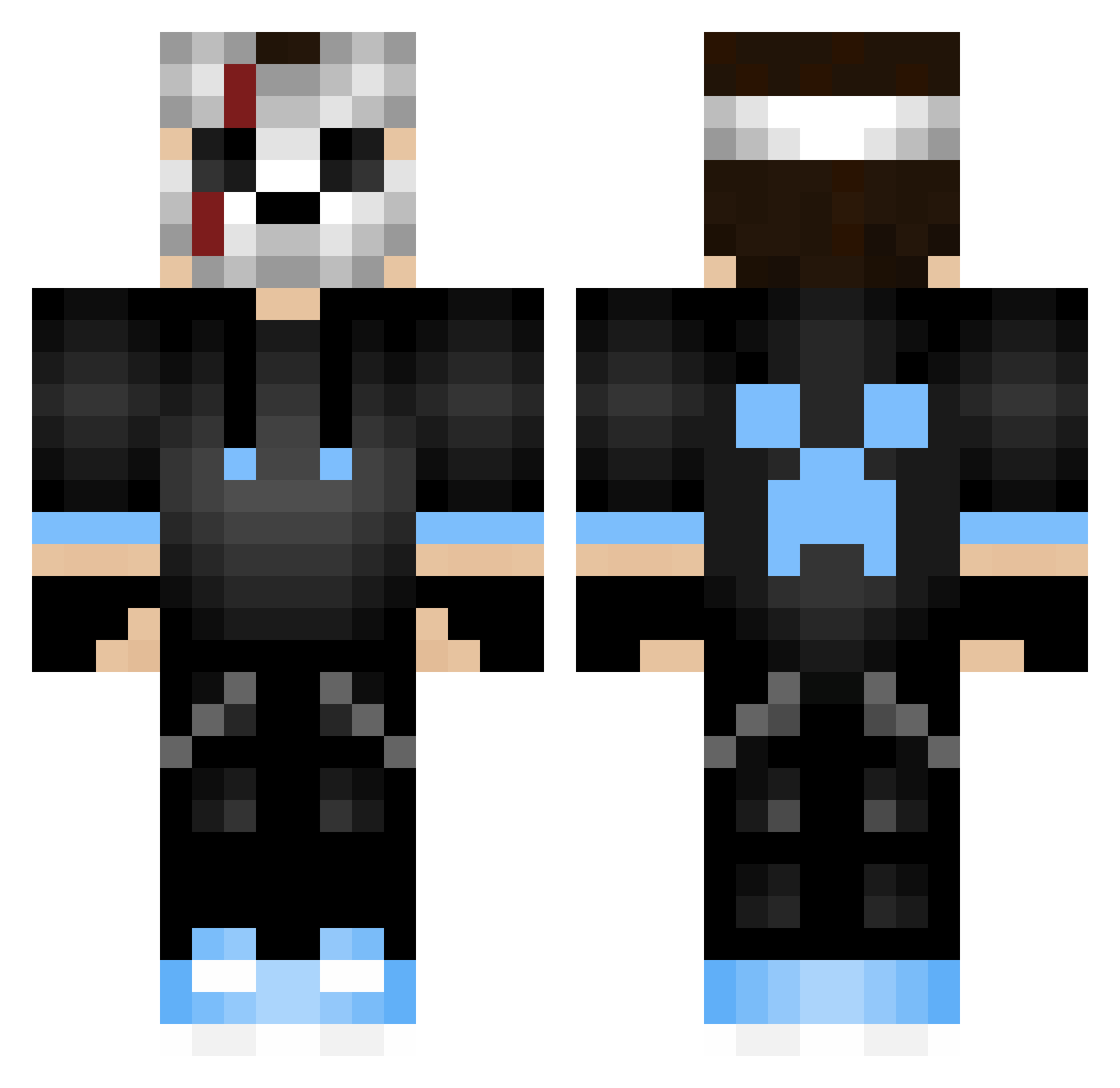 ReaperTheKid Minecraft skin, front and back view