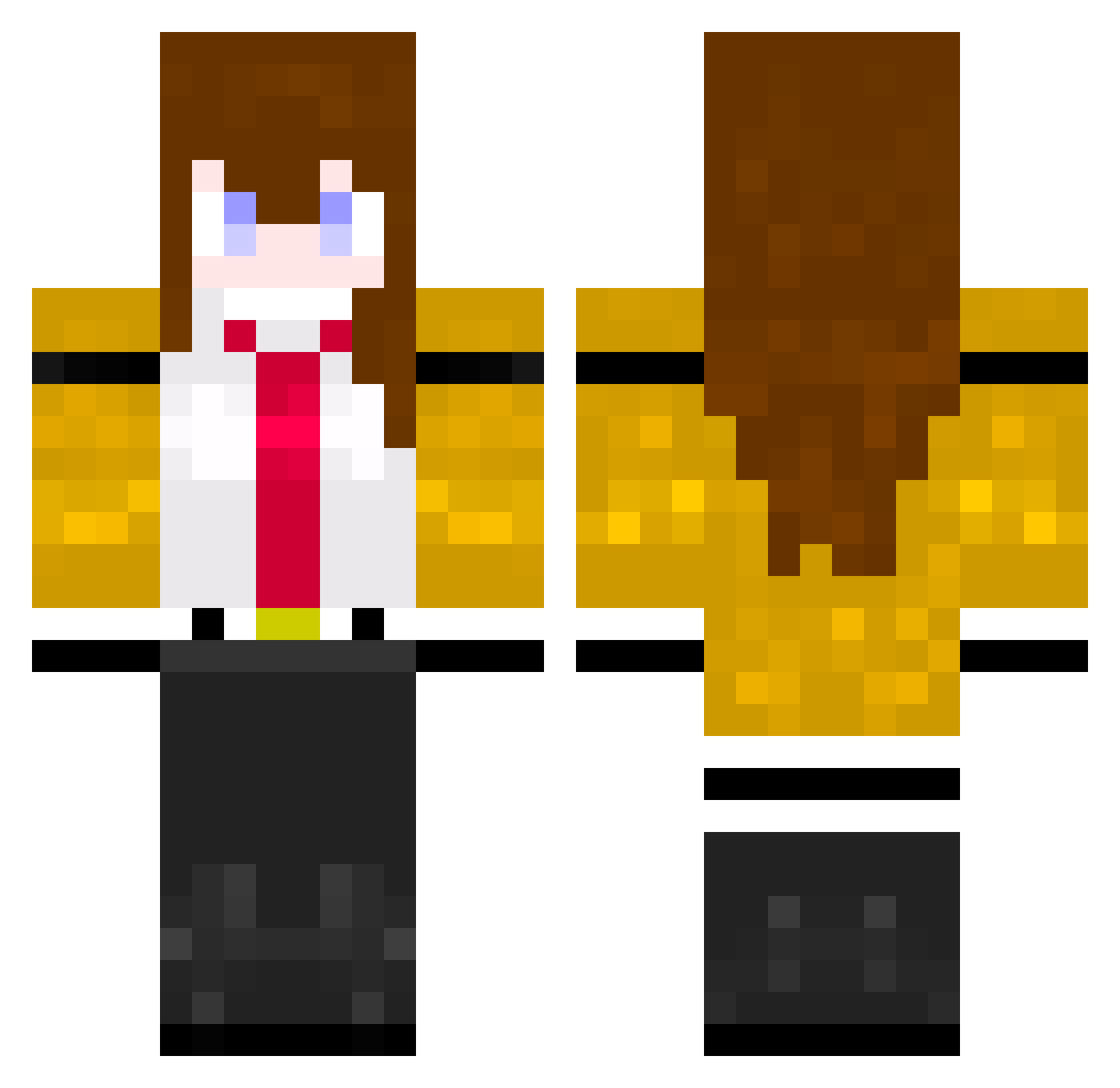 kurohituji Minecraft skin, front and back view