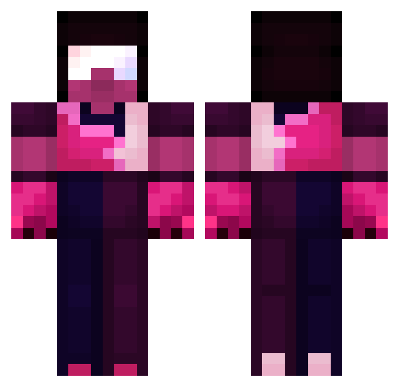 Orchids Minecraft skin, front and back view