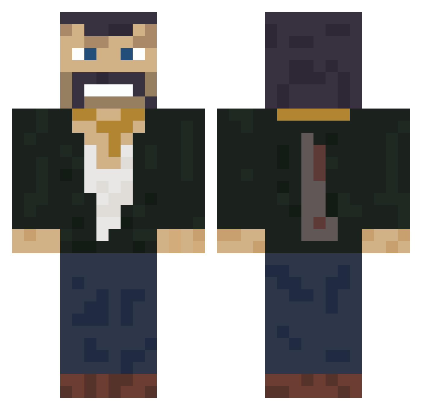 Valerionex Minecraft skin, front and back view