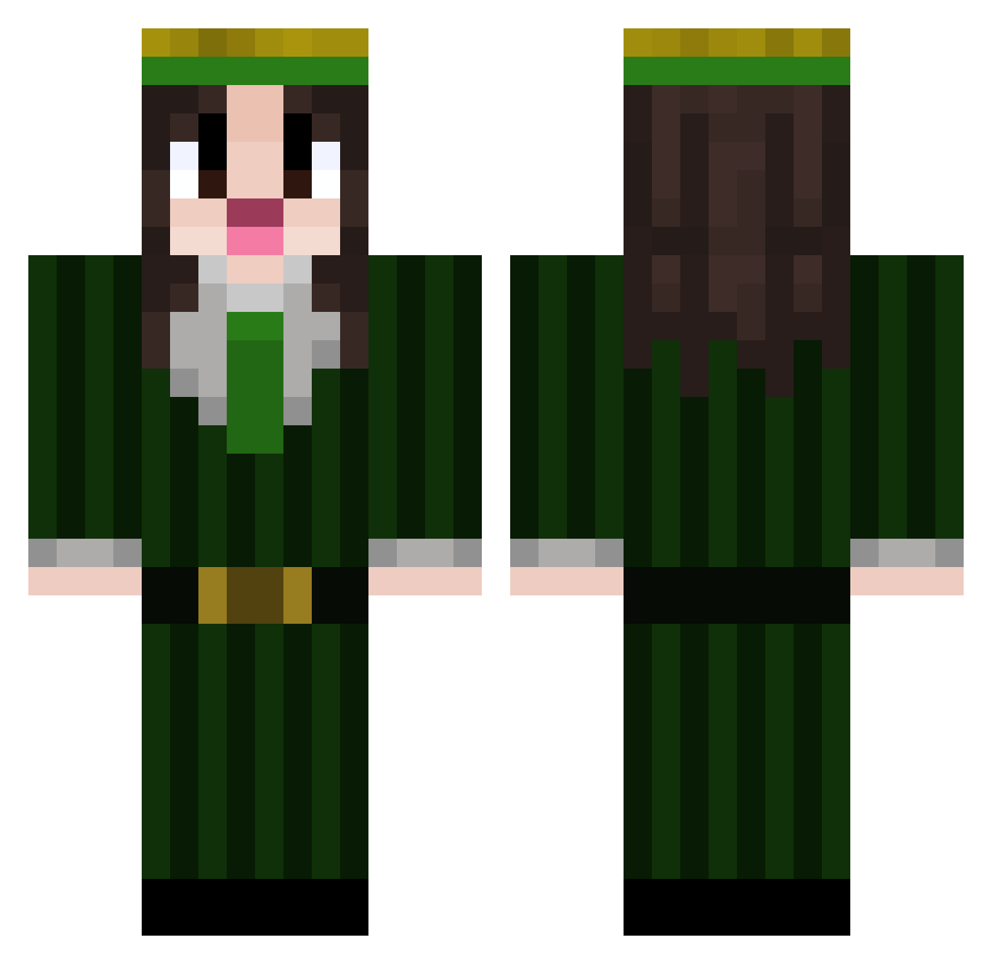 Yuukna Minecraft skin, front and back view
