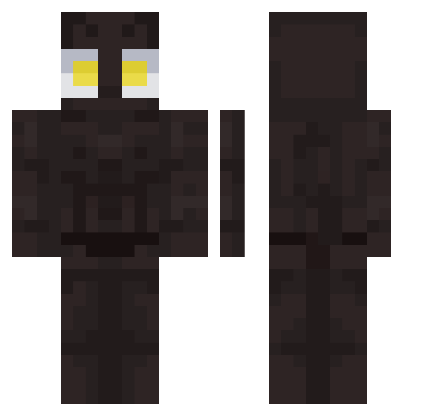 uvwxy Minecraft skin, front and back view
