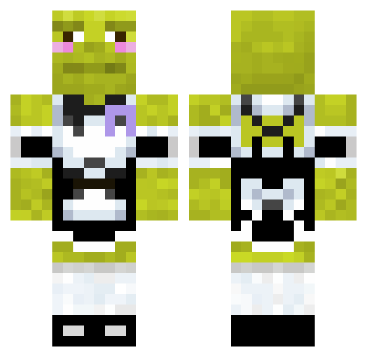 Shrekxy969 Minecraft skin, front and back view
