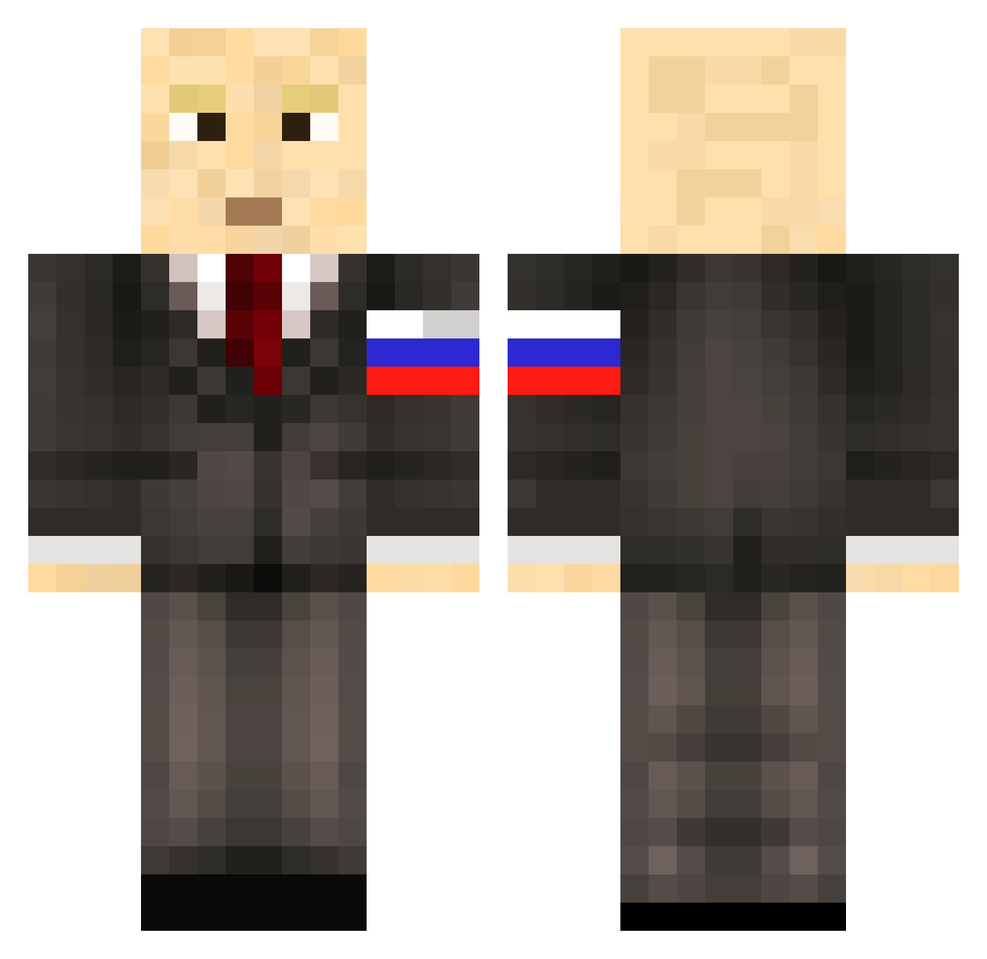 7Putin Minecraft skin, front and back view