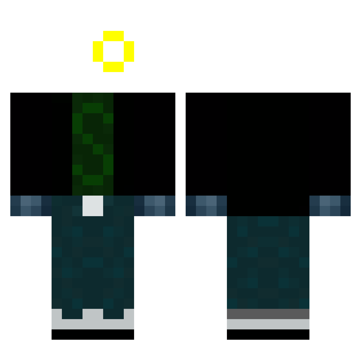 PLOPS Minecraft skin, front and back view