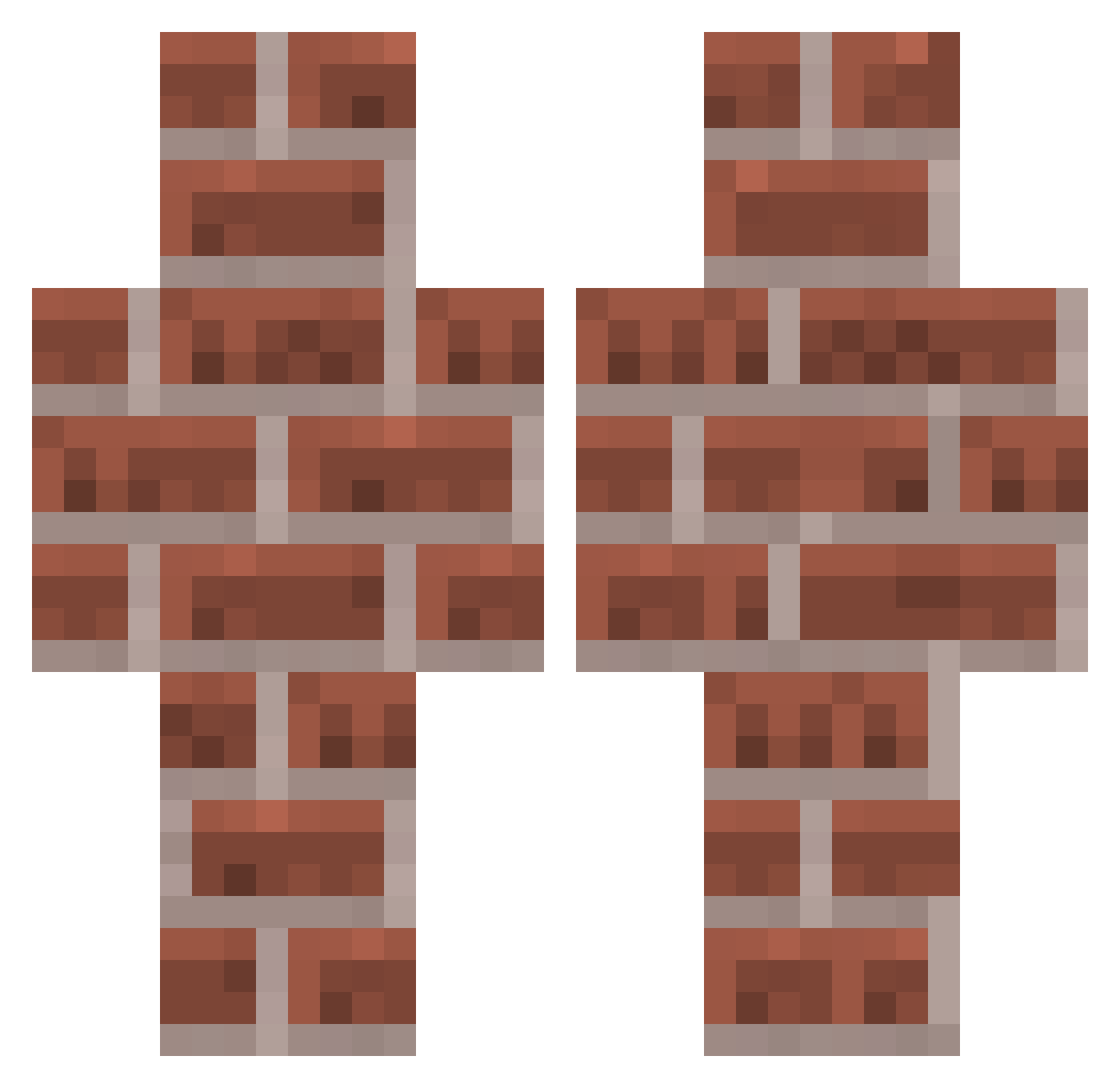 Bricks Minecraft skin, front and back view