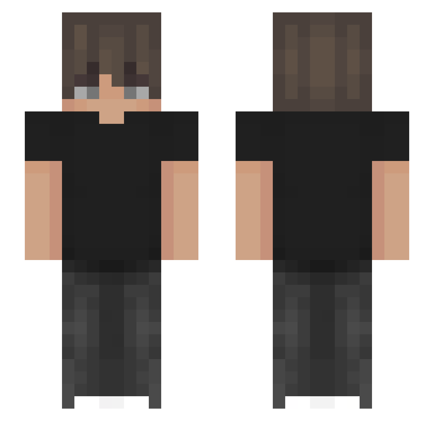 Uskadt Minecraft skin, front and back view