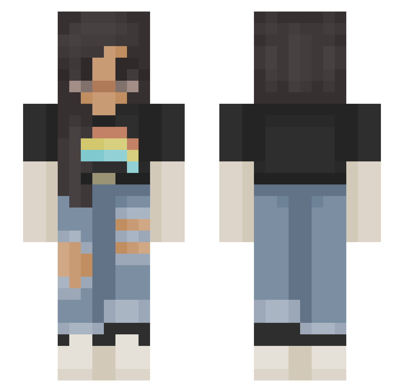 Powdering Minecraft skin, front and back view