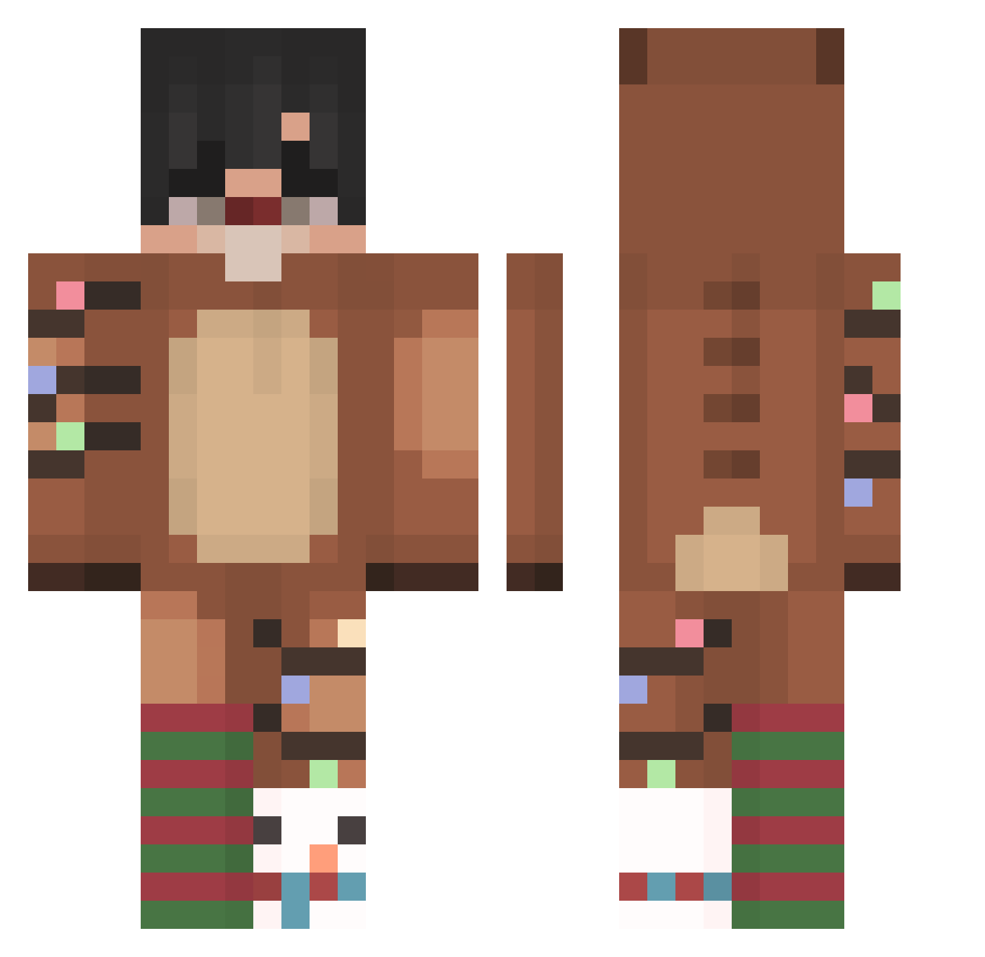 Zorkay Minecraft skin, front and back view