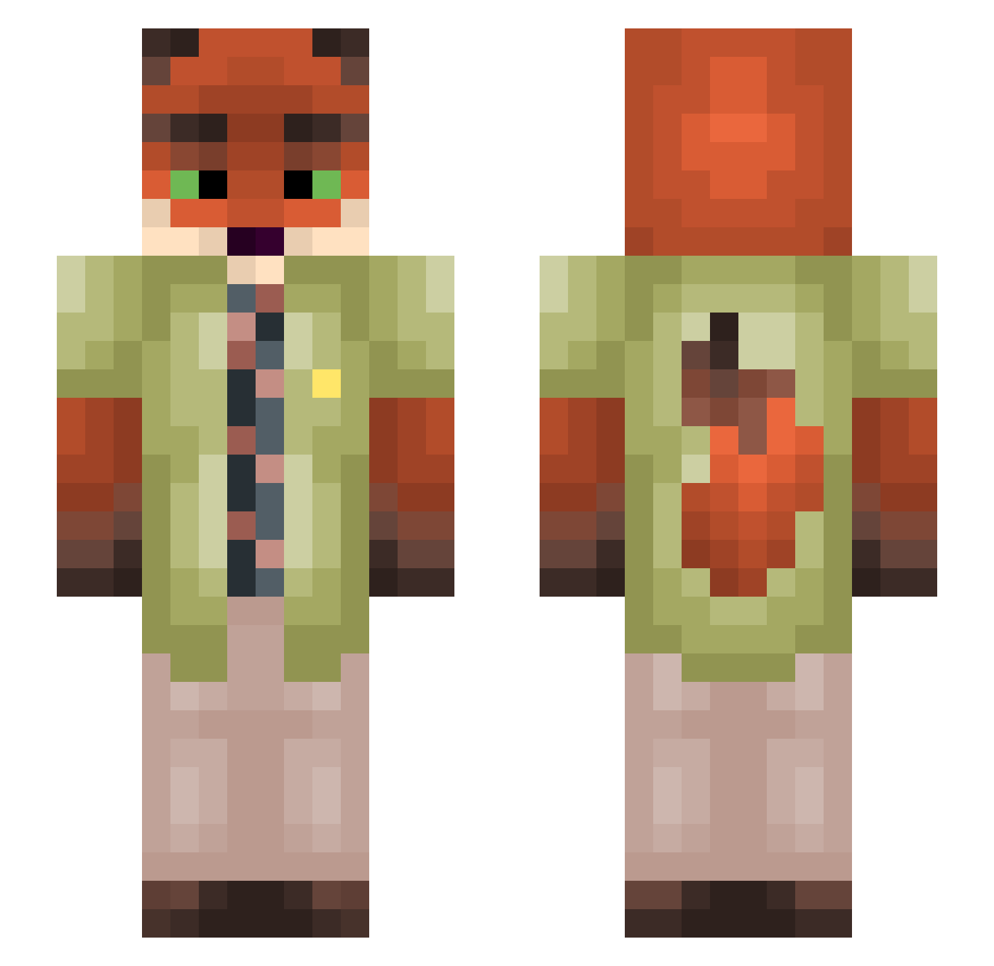 BenduOlo Minecraft skin, front and back view