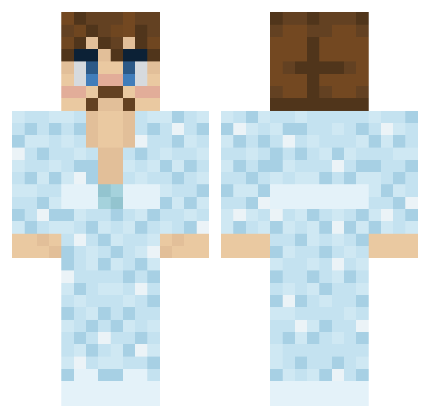 Deeznus729 Minecraft skin, front and back view