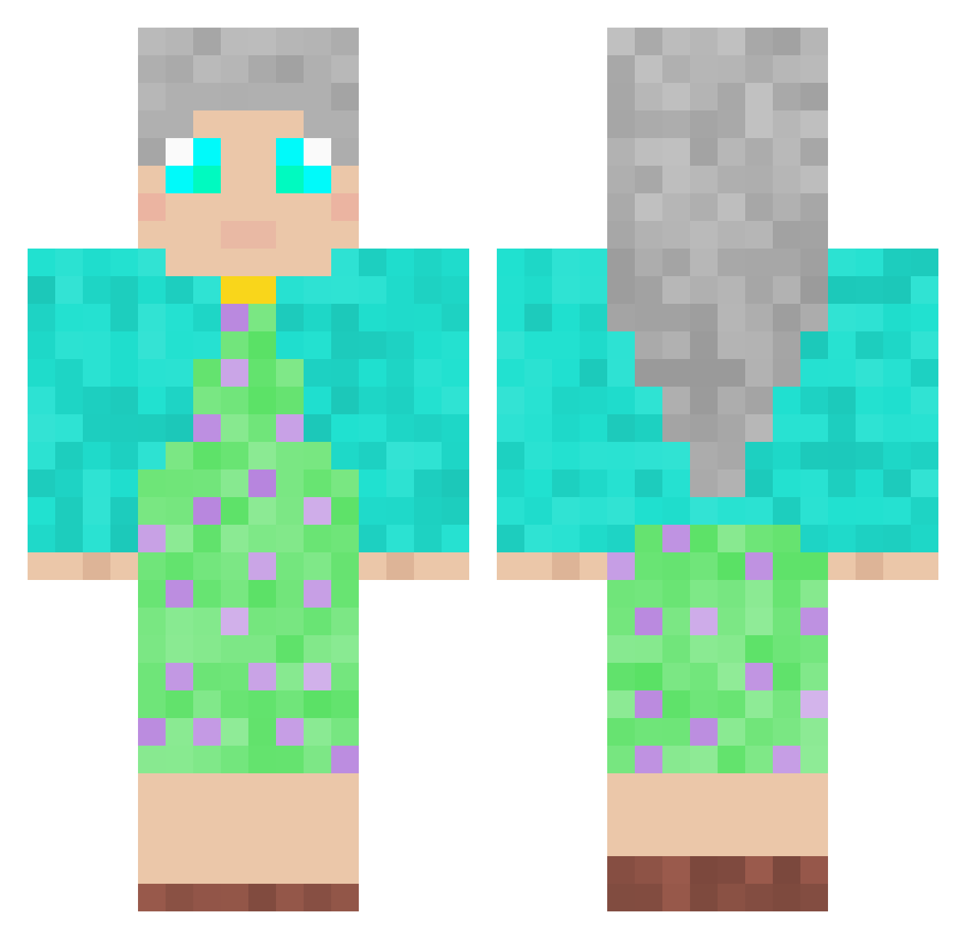 Aloe Minecraft skin, front and back view