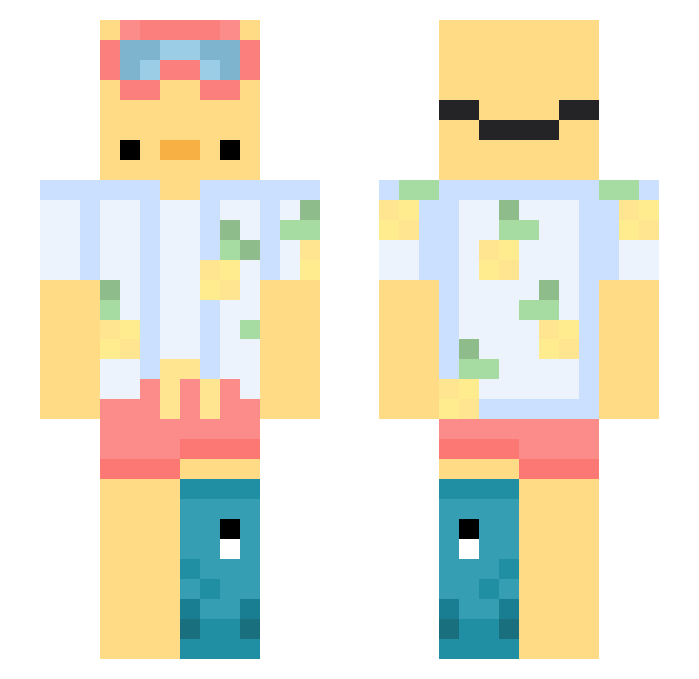 coazyy Minecraft skin, front and back view
