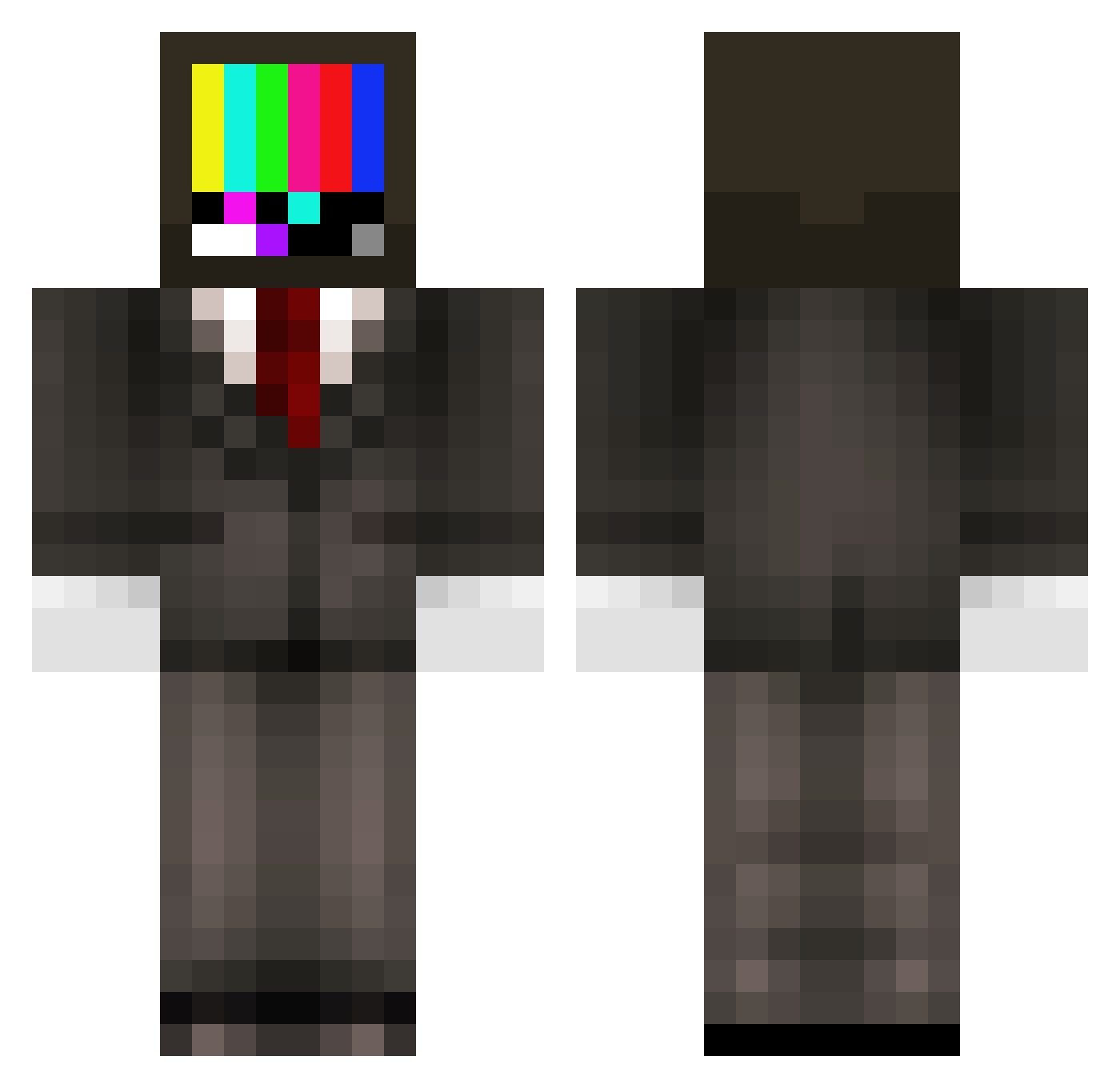 Television Minecraft skin, front and back view